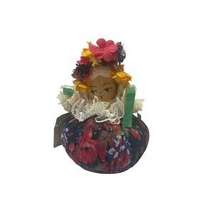 Vintage Kasia Polish Pin Cushion Doll in Traditional Dress Colorful With Tag